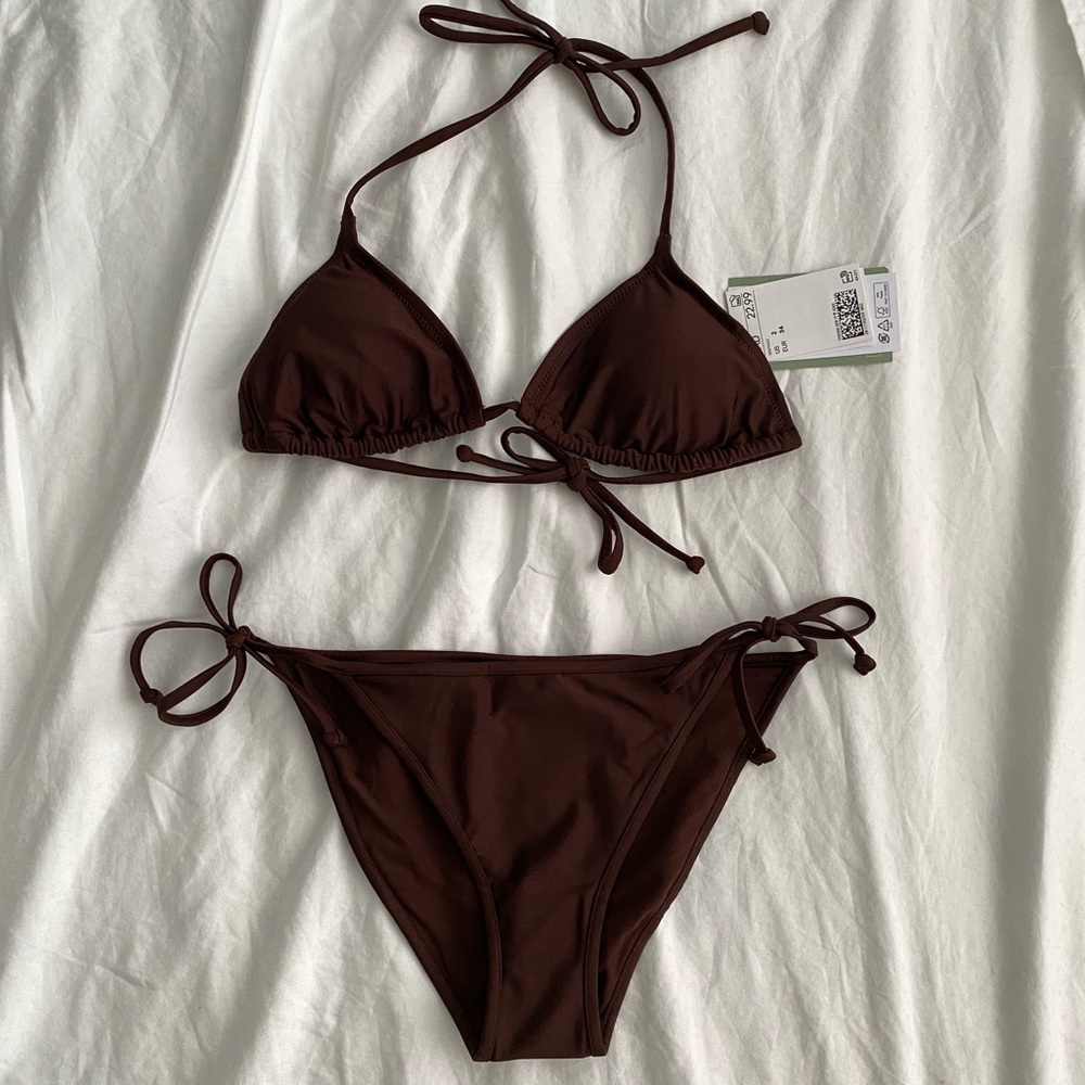 NWT H&M Espresso Triangle Bikini Set